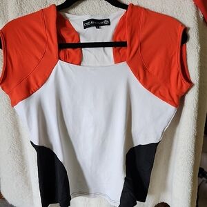 Women's Red, White, and Black Top